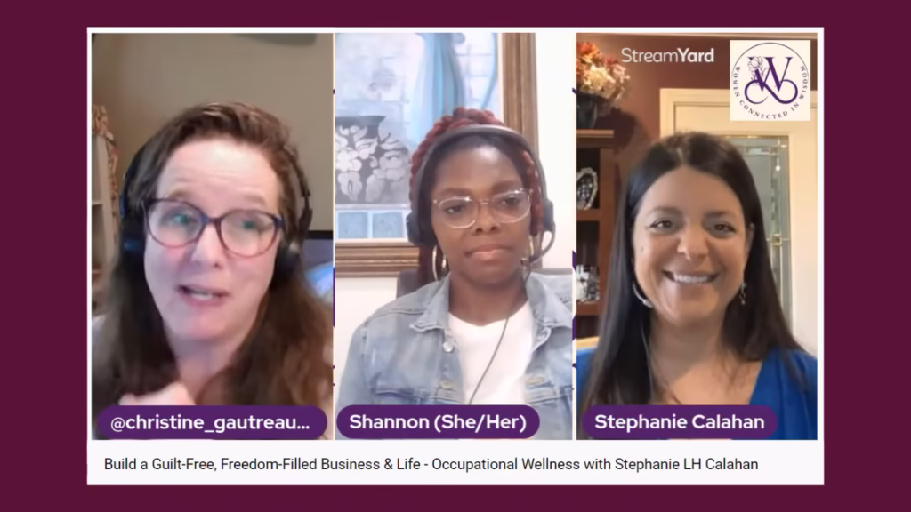 three women on a video podcast