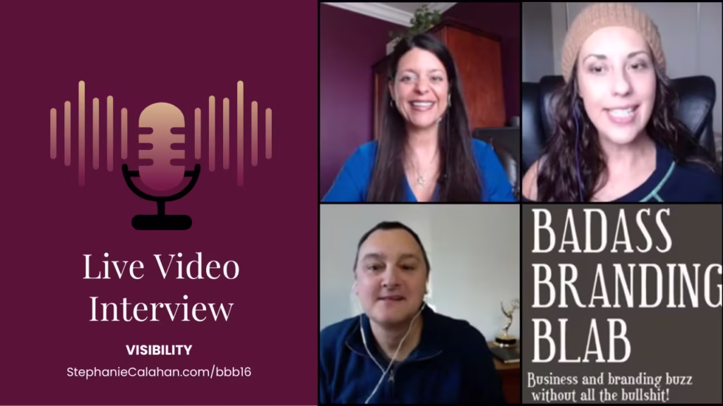 Badass Branding Show - Pictures of Andrea Beltrami, Lou Bortone, and Stephanie Calahan with brand of show