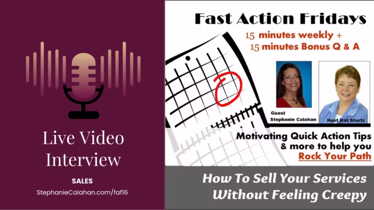 Fast Action Friday with Kat Sturtz How to Sell without Feeling Creepy - image of Kat and Stephanie